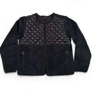 Patagonia‎ Recycled Sherpa Hybrid Jacket Womens Medium Black Fleece Quilted Wool